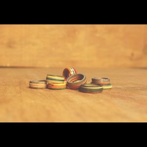 Handcrafted Repurposed Skateboard Rings